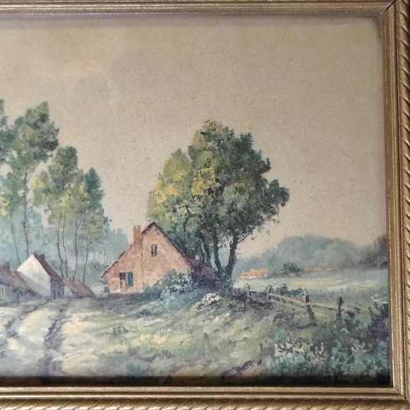 Vintage Framed Print of Pearl Hawkins Early California 1940s Painting - Picture 5 of 7